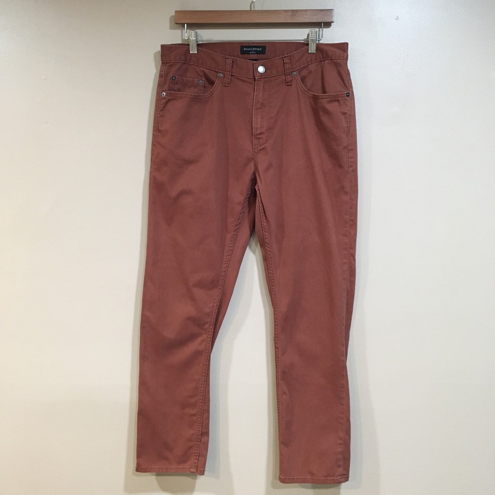 Banana Republic Sueded Slim Fit Pants Mens 33x30 Rust Brown Casual Preppy Earthy